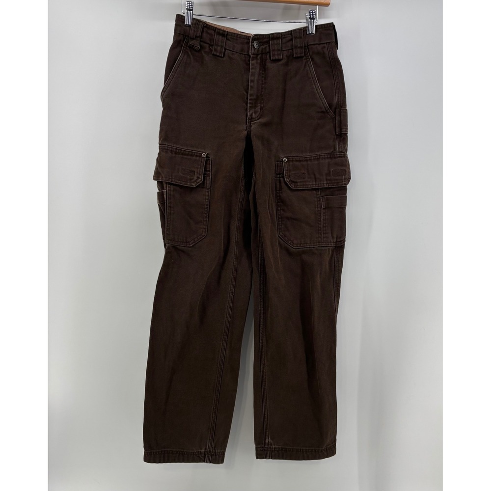 Duluth Trading Co Fire Hose Cargo Work Pants Men 28x32 Relaxed Fit Brown